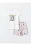 Crew Neck Printed Short Sleeve Girls' Shorts Pajama Set (S4)