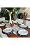 American Service, 6-Piece Indigo Color Placemat and Runner Cover Elegant Set, New Collection - 3