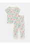 Crew Neck Short Sleeve Printed Baby Girl Pajama Set