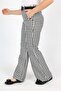Girl's Flared Leg High Waist Belted Houndstooth Patterned Fabric Trousers - 2