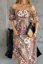 Women's Summer Square Neck Print Viscose Dress Nbq002 - 2
