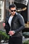 Men's Black Leather Water Cold Proof Cross North Slim Fit Lined Seasonal Spring Jacket - 3
