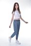 Girl's Elastic Waist Mom Fit Skinny Leg Cotton Denim Jeans - 6
