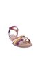3052-22y Claret Red Women's Sandals - Cross Strap, Genuine Leather - 4
