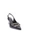 1325 Women's Pointed Toe Open Back Buckle Heeled Shoes Black Patent Leather - 2