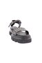 140 Women's Thick Sole Cross Banded Stone Sandals Genuine Leather Black - 2