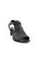 055 Women's Laser Heeled Sandals Genuine Leather Black - 2