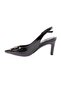 1325 Women's Pointed Toe Open Back Buckle Heeled Shoes Black Patent Leather - 3