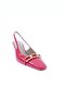 2000-22y Red Women's Heeled Shoes - Chain Accessory, Blunt Toe - 2