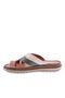290-23Y Women's Cross Strap Flip Flops Genuine Leather Tan Garni - 3