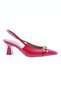 2000-22y Red Women's Heeled Shoes - Chain Accessory, Blunt Toe