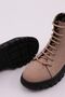 22K Women's Genuine Leather Sand Nubuck Boots with Front Lace and Zipper Stitching Detail 109133294 - 4