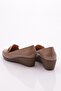 23072 Women's Front Metal Accessory Wedge Heeled Shoes Beige Patent Leather - 3
