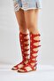 Haixia Genuine Leather Red Gladiator Women's Sandals Opportunity Product - 2