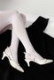Monna White Pointed Toe Buckle Detailed Short Heeled Women's Shoes - 3