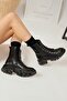 Suzette Black Lace-Up Thick-Soled Women's Boots, Women's Bootie - 7