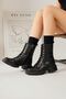 Suzette Black Lace-Up Thick-Soled Women's Boots, Women's Bootie - 4