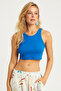 Women's Blue Cropped Blouse YLE610 - 2