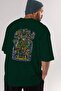 ONE PIECE (8) Anime Patterned Emerald Green Oversize Cotton T-Shirt Men Women - 8