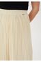 Stone Color Elastic Waist Pleated Chiffon Trousers - 5