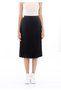 Black Midi Length High Waist Pleated Skirt with Elastic Waistband - 2