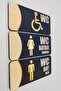 Set of 3 Wc Series Black Gold Plexi Embossed Male, Female, Disabled Warning Direction Sign