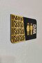 Horizontal Black Wc Gold Plexi Embossed Bay & - Man & Woman Warning Direction Sign