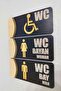 Set of 3 Horizontal Black Wc Silver Plexi Embossed Bay & & Disabled Warning Directional Sign - 3