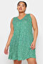 V-Neck Zero Sleeve Patterned Plus Size Dress -303194 - 2