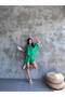 Women's Linen Shirt Shorts Set Green Oversize Summer Wear - 5