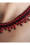 Ethnic Bohemian Sand Crystal Bead Handmade Red Cluster Necklace - 3