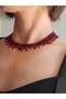Ethnic Bohemian Sand Crystal Bead Handmade Red Cluster Necklace