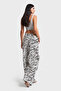 Black and White Zebra Pattern - 100% Cotton Palazzo Fit Women's Denim - 3