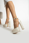 Women's High Heels with 14 cm Mother of Pearl 4 cm Platform - 3