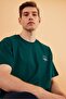 Leo Men's Oversize T-Shirt 100% Cotton Crew Neck Print Detailed Basic Green T-Shirt - 5