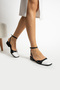 2.5 cm Heel Black and White Lacing Blunt Toe Ballet Ballet - 4