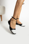 2.5 cm Heel Black and White Lacing Blunt Toe Ballet Ballet - 2
