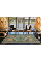 Black Green Floral Floral Traditional Woven Base Washable Carpet Miravip9145 - 3