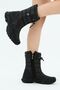 Women's Black Zippered Furry Long Snow Boots - 3
