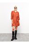 Women's Shirt Collar Plain Dress (W2) - 5