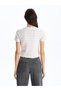 Crew Neck Striped Short Sleeve Crop Women's T-Shirt - 5