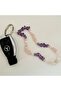 Purple Amethyst Quartz Natural Stone Crystal Gold Detailed Pearl Phone Strap Accessory Lanyard - 2