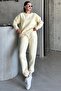 Unisex Yellow Crew Neck Plain Oversize Tracksuit Set