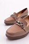 23072 Women's Front Metal Accessory Wedge Heeled Shoes Beige Patent Leather - 4