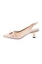 1346 Women's Pointed Toe Buckle Open Back Heeled Shoes Beige - 3