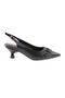 Women's Pointed Toe Buckle Open Back Heeled Shoes Black 24573261