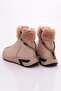 685-2 Beige Women's Boots - Thick Sole and Zippered Fur Detail - 3