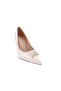 Women's Pointed Toe Low-Cut Square Stone Buckle Heeled Shoes Beige Patent Leather - 2