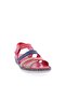 320-23Y Women's Row Strap Velcro Sandals Genuine Leather Red Garni - 2