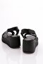 254 Women's Striped Open Sandals Genuine Leather Black Black - 3